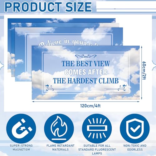 Image of VIHOSE 4 Pcs Fluorescent Light Covers for Ceiling Lights 4 x 2 ft Motivational Magnetic Light Covers Inspirational Classroom Filters for Classroom Office Home Kitchen(Cloud)