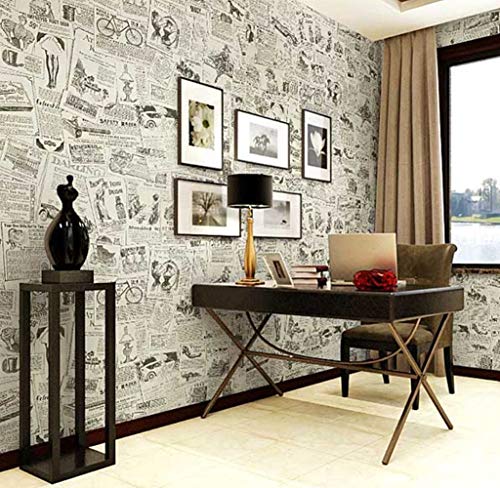 Lependor 17.71\" X 118\" Vintage Newspaper Self Adhesive Paper Peel & Stick Wallpaper for Bedroom Livingroom Decor - 17.71\" X 9.8 ft - Thumbnail 6