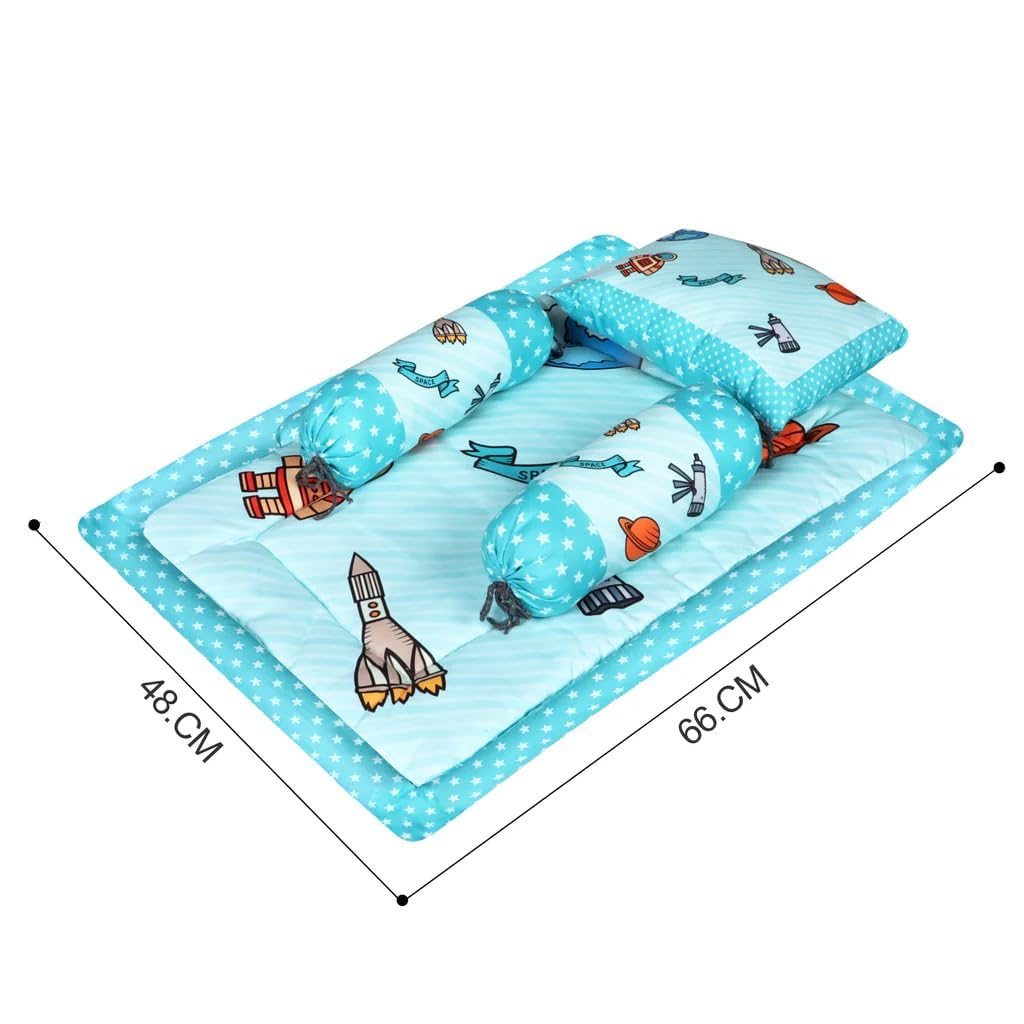 CUDDLE WEAVE New Born Baby Bedding Set with Mattress Godadi Baby Bed Crib Sheet Bassinet Gadda Set for Baby Carrying & Sleeping Bag | 0 to 12 Months (Space) - Image 3 thumbnail