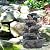 5-Tiered Outdoor Cascading Rock Water Fountain, 22 Inch Resin Garden Waterfall Feature with LED Lights Pump, Modern Decorative Stone Waterfall for Patio Yard Deck US