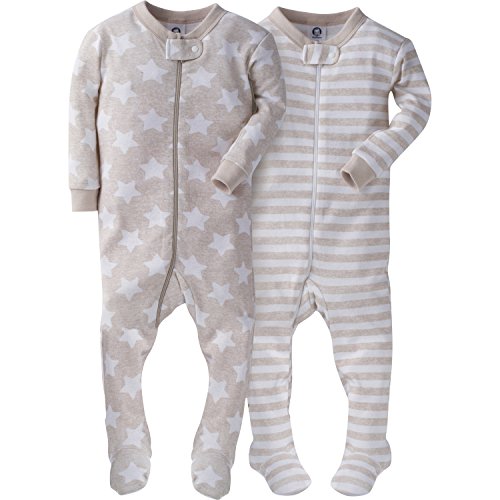 Gerber Baby Boys' 2 Pack Footed Sleeper, Stripes/Stars, 3 Months