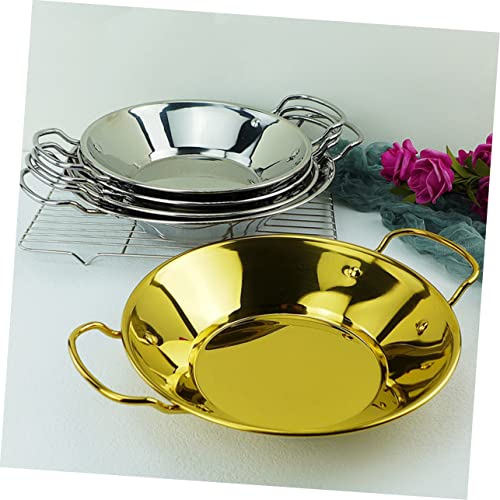 Wok de acero inoxidable dorado 22.8x22.8x4.8 cm miniatura 3