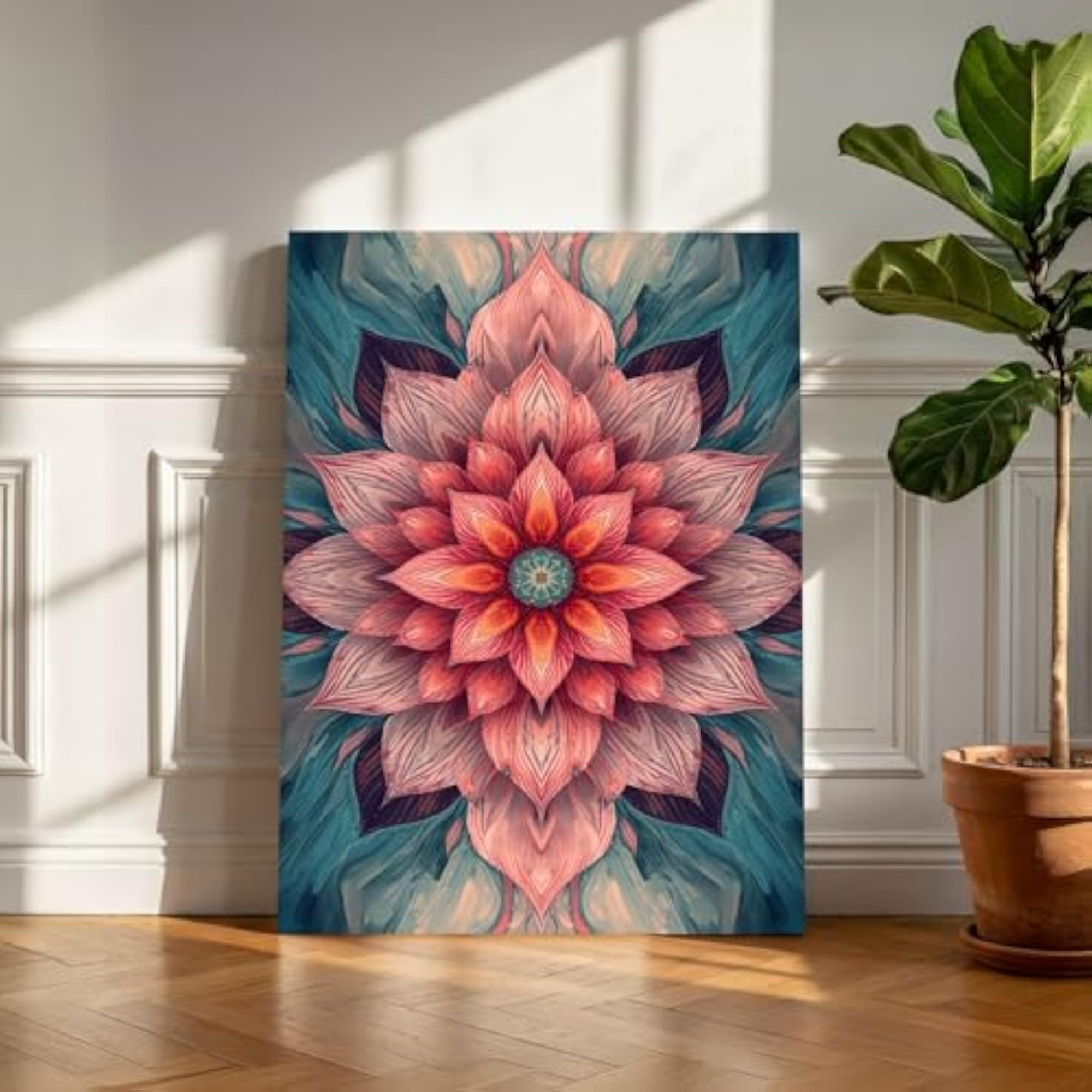 Mandala Flower Canvas Painting for Living Room