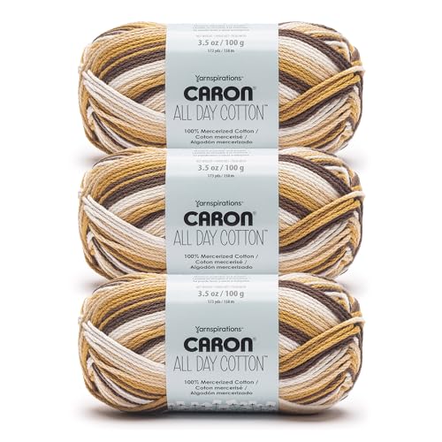 Image of Caron All Day Cotton Chipping Sparrow Yarn - 3 Pack of 100g /3.5oz - 100% Mercerized Cotton - #4 Worsted (Medium) - 173 Yards - Knitting /Crochet