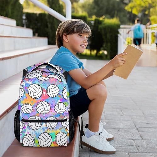 Kids Backpack for Boys Girls, 17" Volleyball School Backpacks for Elementary Middle School, Schoolbag Gifts for Volleyball Lovers, Large Capacity Volleyball Bookbag for Children Students 6