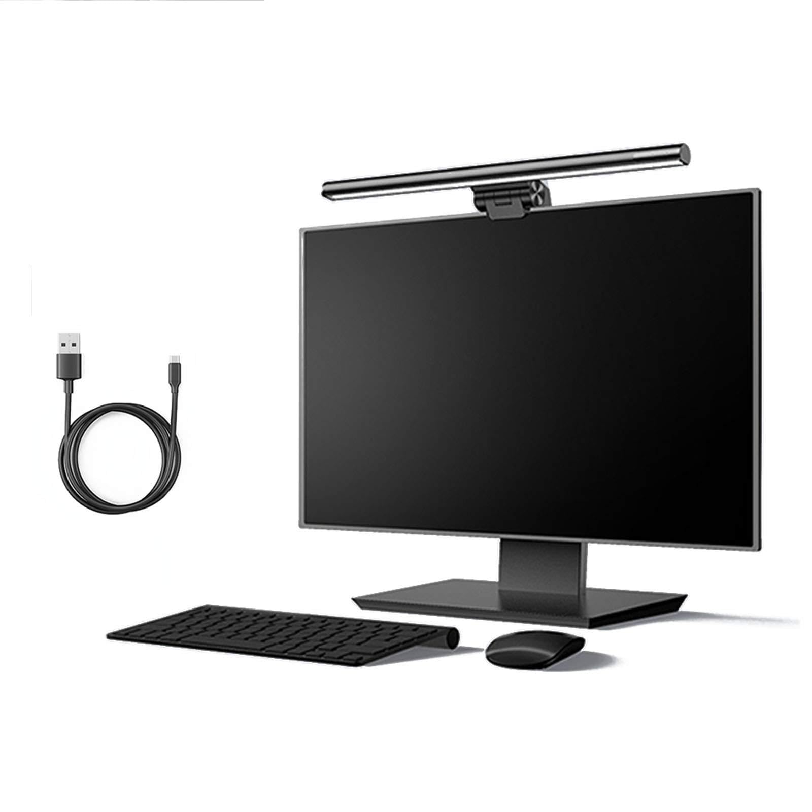E-Lectura Lámpara LED De Tareas, Alimentación USB Monitor Light Bar, Parpadeo De Ojos-Care Luz Brillo Y 3 Ajuste De Temperatura De Color, para Los Niños, Staffs Oficina Y Estudiantes,Negro