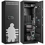 VEVOR Armadio per 10-12 Fucili, Cassaforte per Armi da Fuoco con 2 Modi per Chiudere Tastiera Numerica e Chiavi, con 3 Scomparti per Munizioni Rastrelliere Regolabili, Accesso Veloce