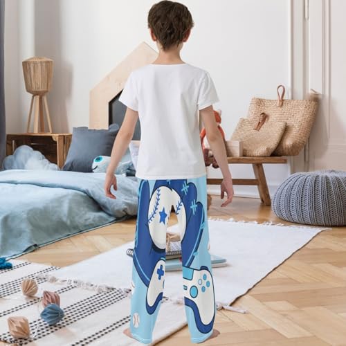 Boy's Pants Baseball and Game Jogger Pants Elastic Waist Long Bottoms Trousers with Pockets 6-14 Years3
