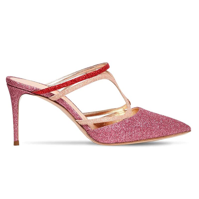 High Heels Damen Spitzschuh Stiletto Hausschuhe Bankettschuhe Damenschuhe-Rose Red||37 - Afbeelding 4