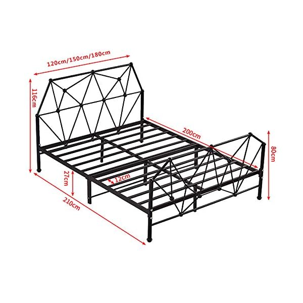 VBARV Simple Solid Double Bed Frame, Stylish Style Metal Bed Frame, with Headboard and Footboard, Premium Steel Slat Support, with Large Storage Space, Easy Assembly, Multiple Size - Image 7