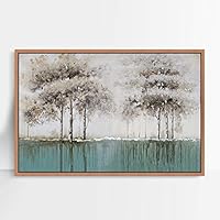 Framed Canvas Wall Art Trees Covered with Snow Canvas Prints Home Artwork Decoration for Living Room,Bedroom - 16x24 inches