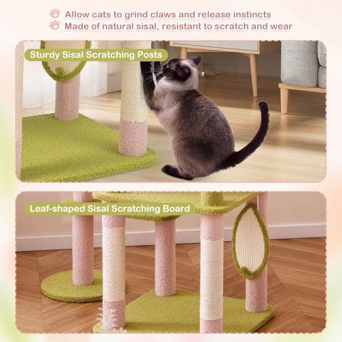 Tangkula árbol para gatos con diseño floral rosa de 58 pulgadas miniatura 6