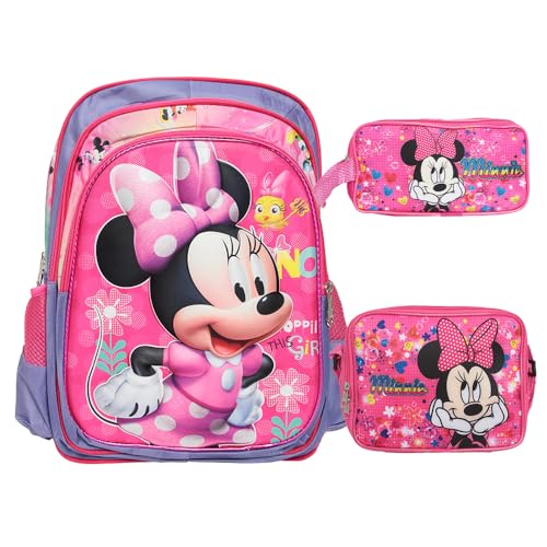 Kit Mochila Infantil Feminina Lancheira Estojo Costas Grande