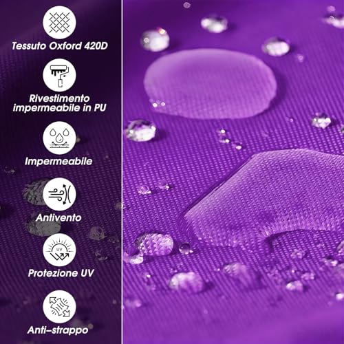 Voile d'ombrage rectangulaire 3x4m en polyester violet pour terrasse - 3