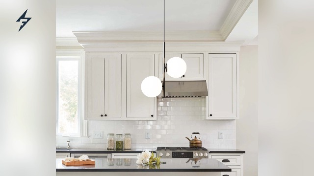 Image of Modern Black Globe Pendant Light Set of 2 Frosted Glass Shade Geometric Hanging Fixture Indoor Adjustable Hanging Pendant Lamp Spherical Lighting for Kitchen Island Bedroom