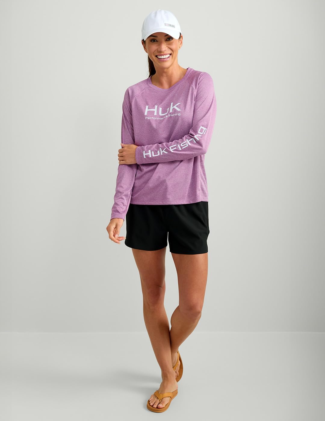 HUK Women's Standard Pursuit Long Sleeve, Performance Shirt + Sun Protection, Orchid Heather - Image 2