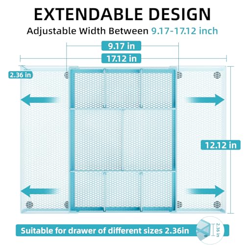 image for Marbrasse Expandable Desk Drawer Organizer, Mesh Drawer Organizer Tray