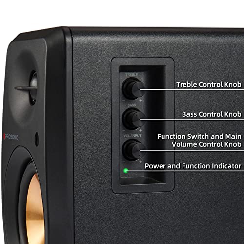 Prosonic Bt30(2023 Version) Active Powered Bluetooth Bookshelf Speakers, Studio Monitor, Home Theater, Turntable With Optical Input, Coaxial Input, 2X Rca Aux Line Input, 80 Watts, (Black) #TOP4