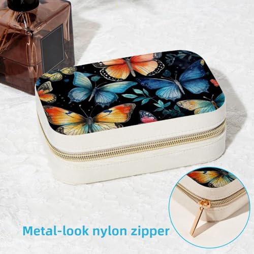 Boîte à bijoux portable papillon aquarelle pour bagues et colliers