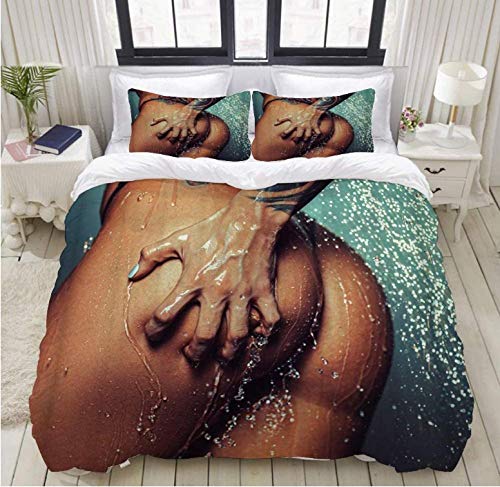 WZSZSA Housse de Couette 220x240cm Imprimé 3D Sexy Microfibre Ensemble de literie,Parure de lit 3 pièces avec Fermeture à Glissière,avec 1 Housses de Couettes 2 Taies d'oreillers Cover