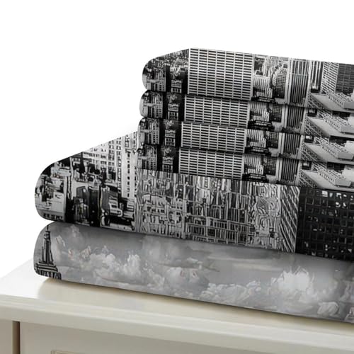 Housse de couette New York 140x200 parure lit microfibre single - 7