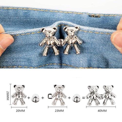 Image of YEKDA Denim Button Kit - 8 PCS Assorted Jeans Buttons for Quick Fix & DIY Adjustment - No-Sew Snap-On Metal Buttons for Pants, Skirts, Shorts - Easy Waist Size Control