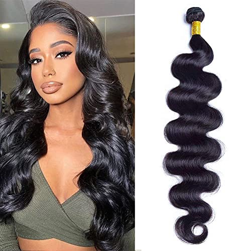 9A Body Wave Human Hair Bundle 100% Virgin Brazilian Hair 1 Bundle 20 Inch Weave Hair Human Body Wave Bundles Unprocessed Remy Weave Hair Bundle (20)