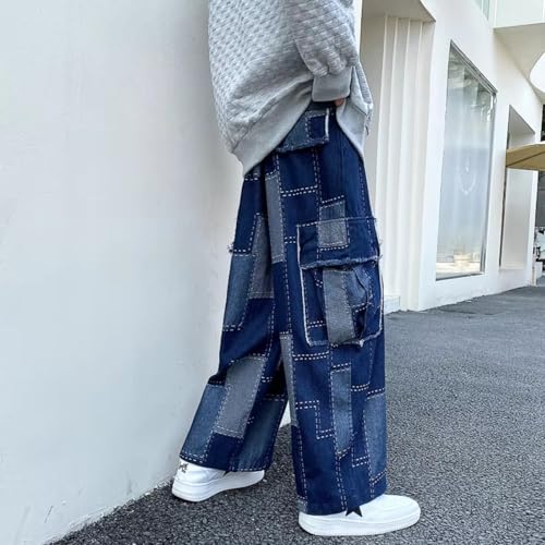 Korean Loose Wide-Leg Jeans Men's Hip Hop Trousers Harem Straight Pants Cargo Denim Jeans Baggy Casual Trousers3