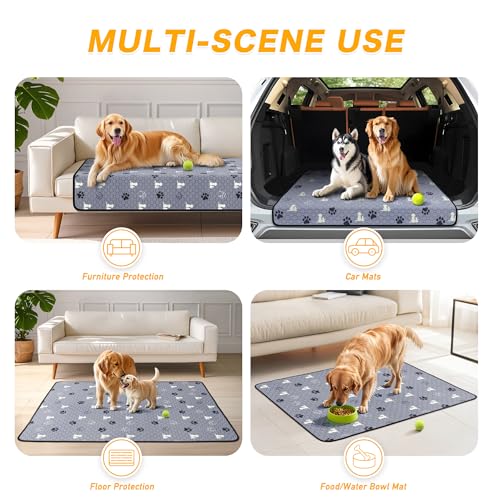 Image of Washable Pee Pads for Dogs, 2 Pack Reusable Puppy Pads, Waterproof Pet Pee Pads for Dog Potty Training, Extra Large Dog Pee Pads for Crate, Playpen, and Whelping, Durable and Absorbent, Gray 24 inchx48 inch