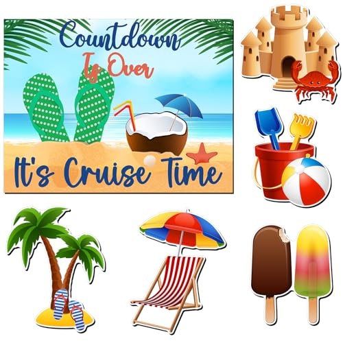 Image of Kanayu 6 Pcs Summer Cruise Door Decorations Magnetic Large Ship Decorations Magnets Anchor Cruise Decor Car Fridge Magnet Decal for Carnival Stateroom Door
