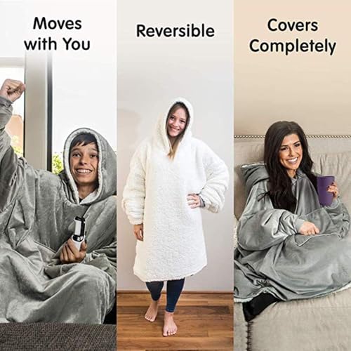 Manta tipo sudadera con capucha forro polar extragrande cómoda para adultos 7