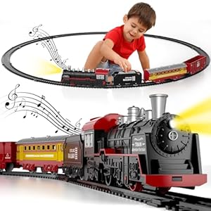 Lucky Doug Train Set Toys for Kids, Christmas Toys Train Sets for Kids Boys with Light & Sound Include 4 Car and 14 Tracks, Christmas Train Set Toys Birthday Gifts for 2 3 4 5 6 Year Old Boys Girls