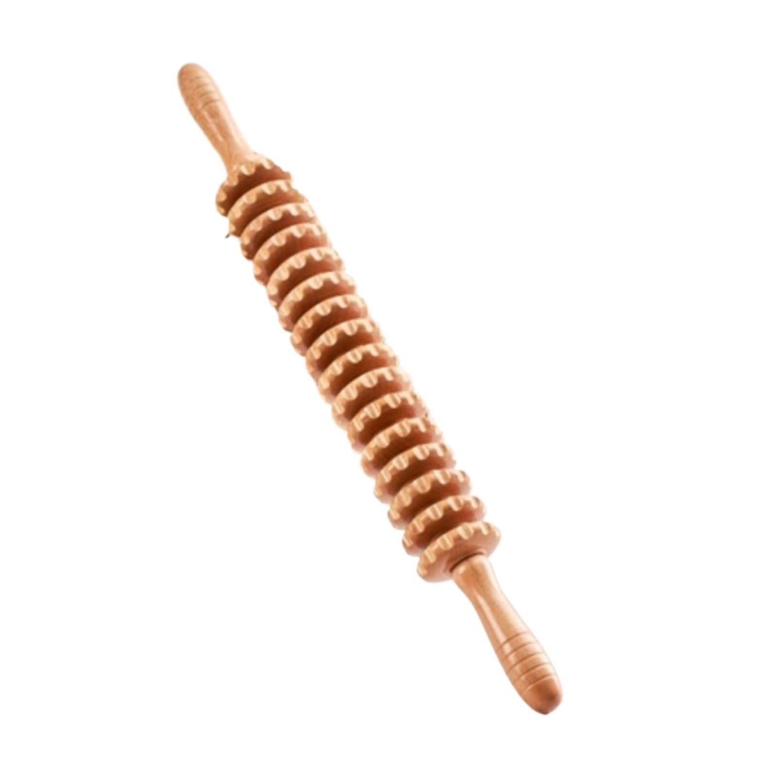 Yoga-Massageroller aus Buchenholz, für Lendenwirbelsäule, Halswirbelsäule, Rücken, Bein, dünner Körper, Meridian, Fitness-Massagegerät (Typ S)
