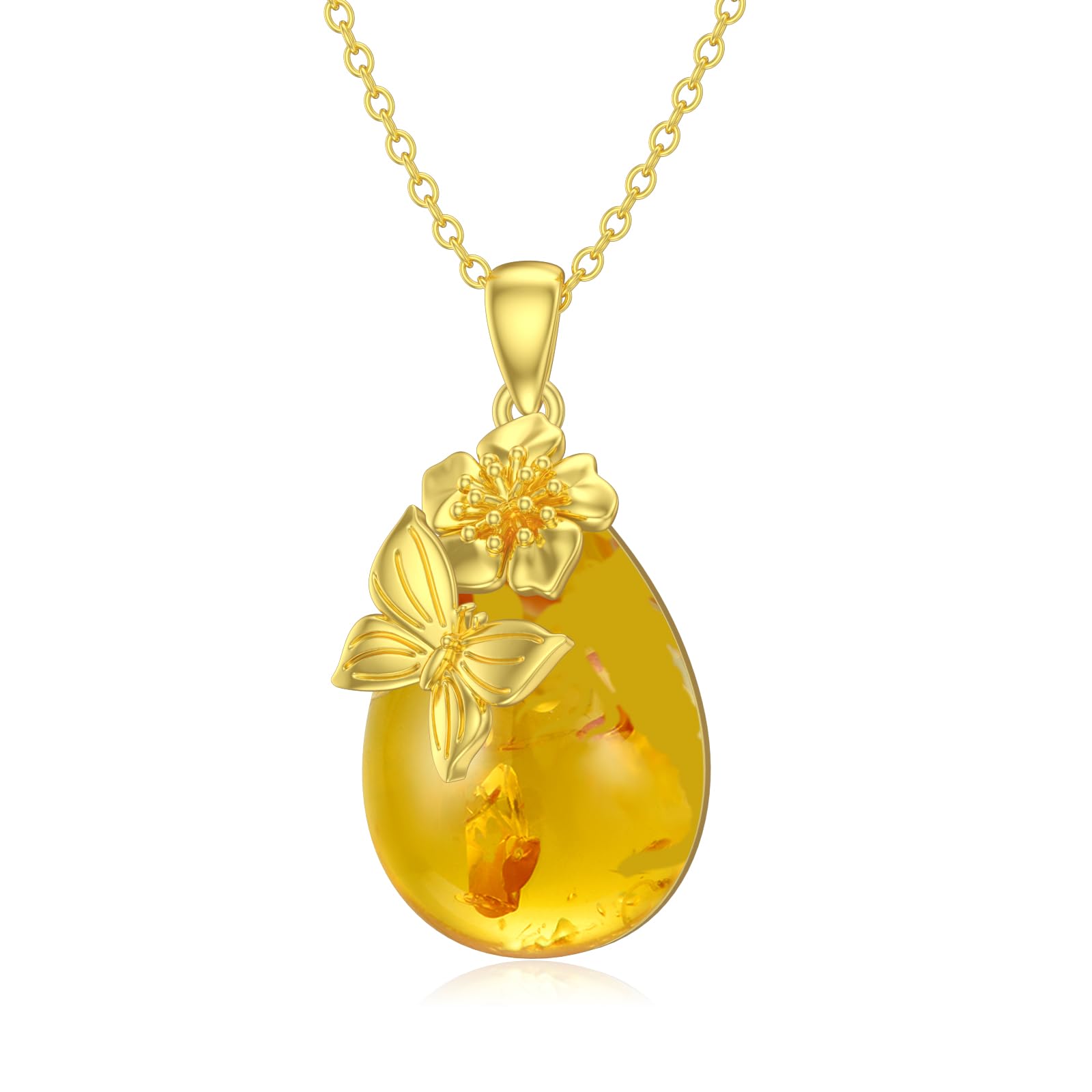 VONALA Skorpion/Baum des Lebens/Spinne/Schmetterling/Schnecke Damen Halskette Sterling Silber, 14 Karat Bernstein vergoldet Mutter Anhänger Schmuck, Silber Schmuck Halskette