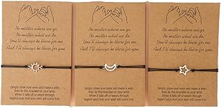 ZAHSY BFF Friendship Bracelets Gift for 3 Sun Moon Star Pinky Promise Bracelets Best Friend Christmas Birthday Gifts for Women Matching Bracelet for Sisters