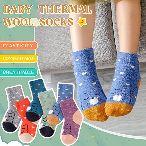 Eocom 6 Pairs Baby Boys Girls Wool Socks Infant Toddlers Kids Unisex Winter Thick Soft Warm Thermal Crew Socks4