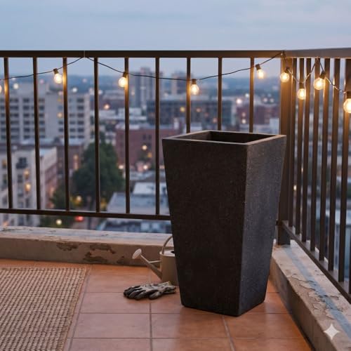 Image of Plastic Planter Pot Gamla 12Inch | 18 Inch | 24 Inch Color White | Black | Beige, White, Black, 18 Inch (Plant Not Included)
