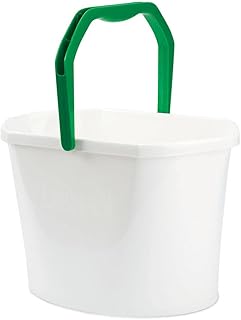 Libman Commercial 255 Oval Utility Bucket, Polypropylene, 3.5 Gallon, White with Green Handle (Pack of 6)