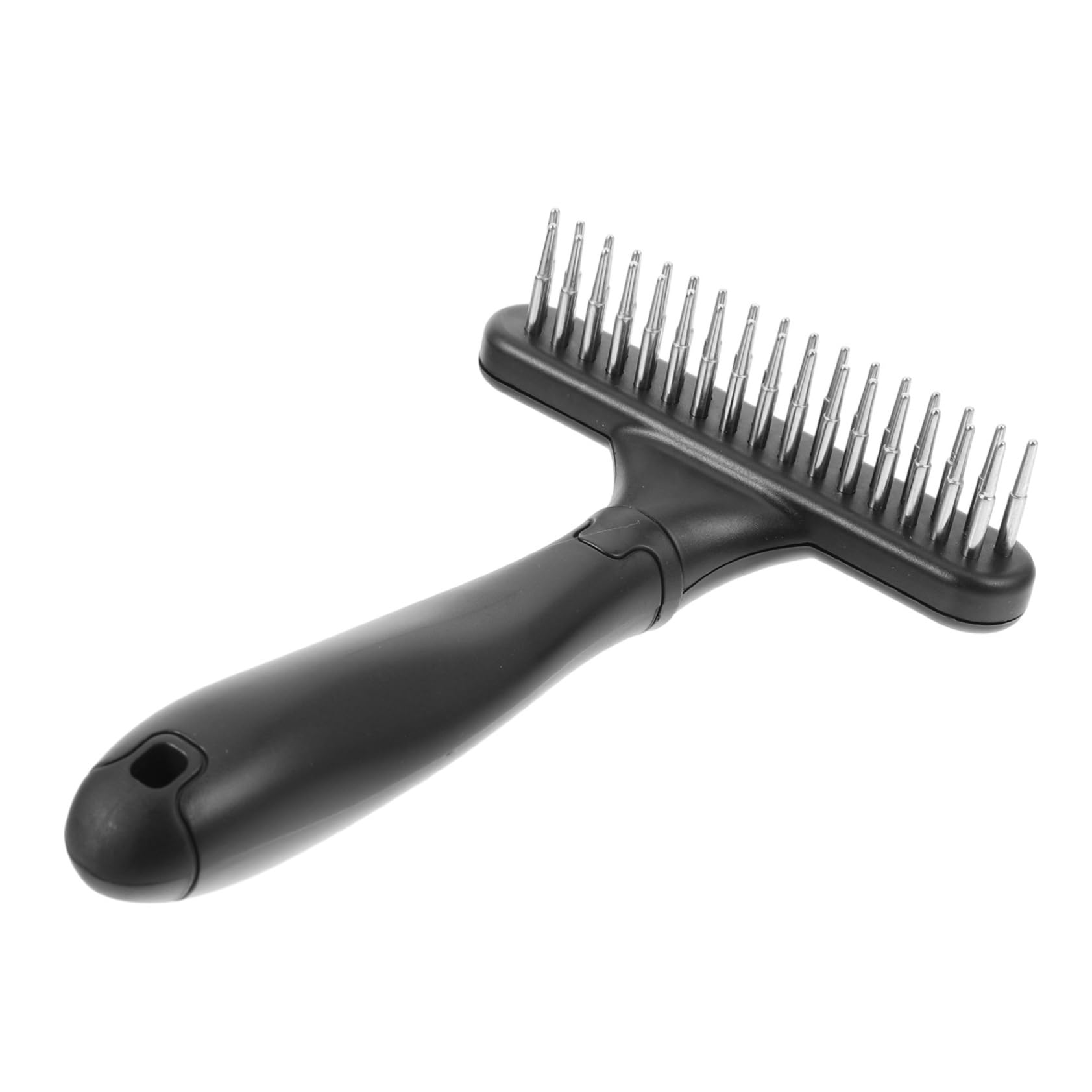 POPETPOP Double Rows Plastic Pet Comb for Dogs and Cats Stainless Steel Grooming Brush for Curly Hair Efficient Pet Trimmer Blue