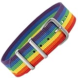 Pacific Time Uhrenarmband Nylon 16 mm bunt atmungsaktiv waschbar Kinder Sport Wechselarmband (Regenbogen) 10051