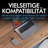 LaCie Mobile Drive Moon 1TB, Tragbare Externe Festplatte, 2.5 Zoll, Mac & PC, silber, inkl. Data Rescue Service (STLP1000400) – Ansicht 5