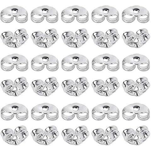 SANNIX 30pcs/15 Pairs 925 Sterling Silver Earring Backs Replacement Secure Ear Lockings Cover