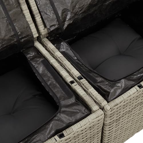 Ensemble de 4 canapés de jardin gris clair pour petits et grands espaces extérieurs modulables - 8