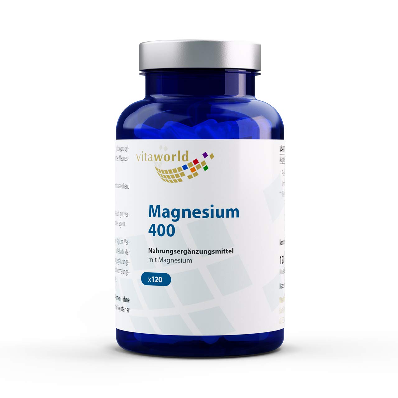 3er Pack Vita World Magnesium 400mg 360 Vegi Kapseln Apotheker-Herstellung