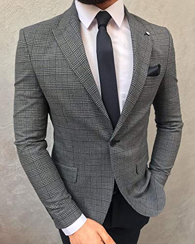 Men's Suit Blazer Casual Notch Lapel One Button Business Jacket Coat Slim Fit4