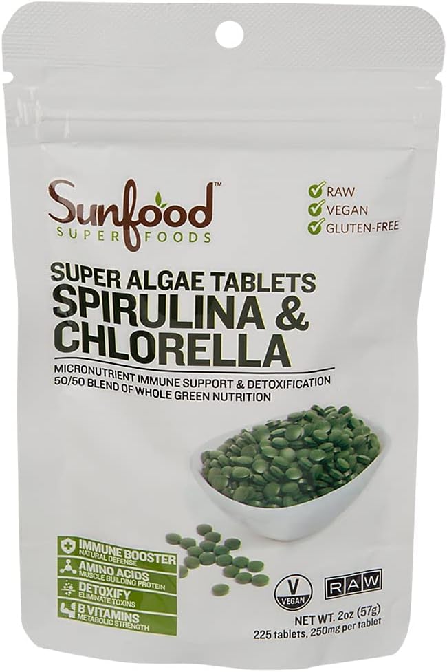Sunfood Spirulina/Chlorella Tablets, 2oz, Raw Amazon.ca Health