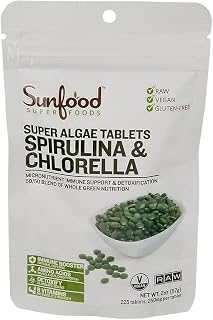 Sunfood Spirulina/Chlorella Tablets, 2oz, Raw