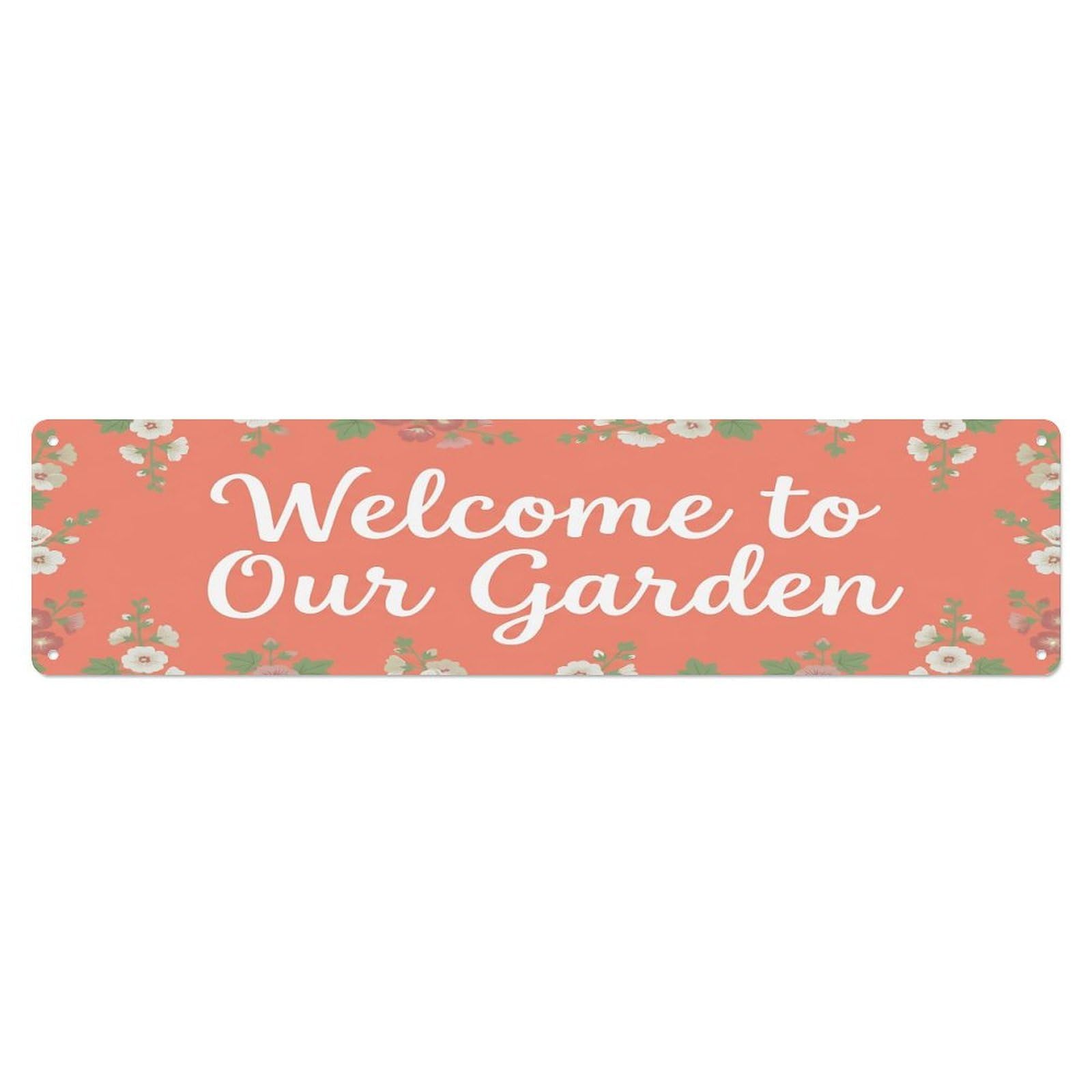 Vintage Welcome to Our Garden Hollyhock Metal Tin Sign