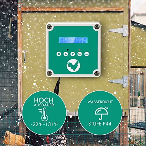 TELAM Automatische Hühnerklappe, Türöffner Hühnerstall mit Timer und Lichtsensor mit LCD-Bildschirm, Solarenergie oder… – Bild 5