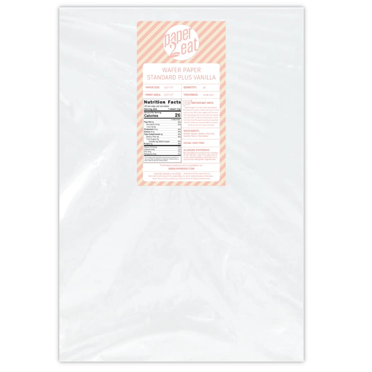 Printable Edible Wafer Paper Sheets from paper2eat (0.40 mm - 25 sheets/Vanilla)